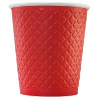 Стакан бумажный одноразовый двухслойный с конгревом Waffle Red  250 мл 25 шт. EM80-280-0477