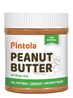 Кремовая арахисовая паста с кусочками арахиса без добавления сахара Pintola Crunchy Natural 350 гр