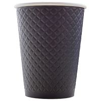 Стакан бумажный одноразовый двухслойный с конгревом Waffle Black  300 мл 25 шт. EM90-430-0482