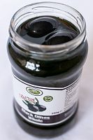 Маслины натуральные черные с косточкой Супер Маммут KORVEL стеклянная банка 290 гр
